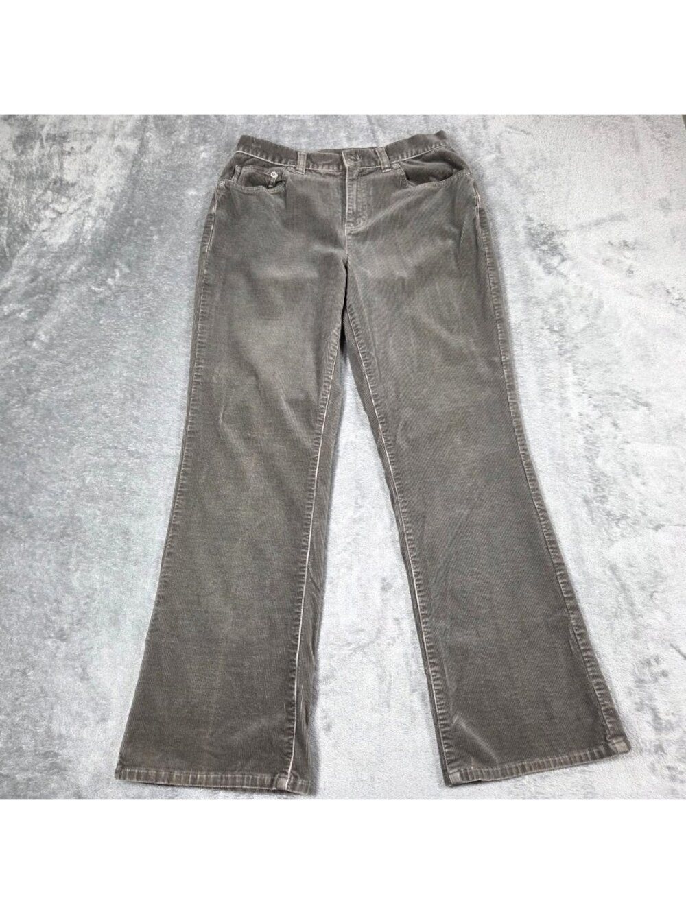 Vintage Lauren Ralph Lauren Pants Womens 6 Petite Gray Corduroy Stretch Bootcut